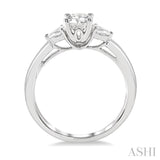 3/4 ctw Pear and Round Cut Diamond Ladies Engagement Ring With 1/2 ct Round Cut Center Stone in 14K White Gold