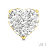 1/2 ctw Heart Shape Lovebright Round Cut Diamond Stud Earring in 14K Yellow and White Gold