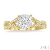 1/3 Ctw Lovebright Round Cut Diamond Engagement Ring in 14K Yellow and White Gold