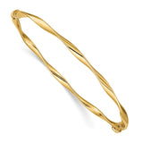 14k Polished Twisted 3.00mm Hinged Oval Bangle Bracelet