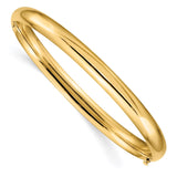 14k 4/16 High Polished 6.00mm Hinged Oval Bangle Bracelet