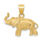 14K Satin Diamond-cut Elephant Pendant
