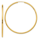 14k 2x54mm Polished Round Endless Tube Hoop Earrings