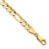 14K 8 inch 5.5mm Concave Open Figaro with Lobster Clasp Bracelet