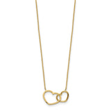 14K Polished Two Interlocked Hearts 17 inch Necklace