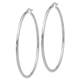 14k White Gold 2x60mm Polished Tube Hoop Earrings