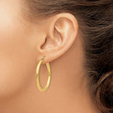 14K 3x35mm Polished Tube Hoop Earrings