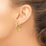 14k 2.75x25mm Polished Tube Hoop Earrings