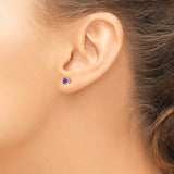 14k White Gold 4mm Round Amethyst Post Earrings