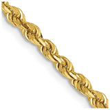 14K 22 Inch 3mm Diamond-cut Quadruple Rope Lobster Clasp Chain