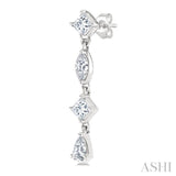 1/2 Ctw Mixed Cut Diamond Fashion Long Earrings in 14K White Gold