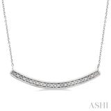 1/20 Ctw Round Cut Diamond Curved Bar Pendant With Chain in Sterling Silver