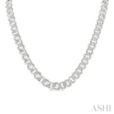 1/4 Ctw Single Cut Diamond Curb & Cuban Necklace in Sterling Silver