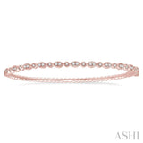 3/8 Ctw Marquise & Round Mount Stackable Diamond Bangle in 14K Rose Gold