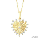 1/5 Ctw Round Cut Diamond Pirouette Heart Fluted Fashion Pendant With Chain in 10K Yellow Gold
