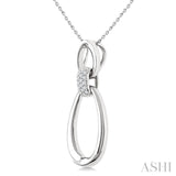 1/10 Ctw Open Window Oval Shape Link Single Cut Diamond Fashion Pendant With Chain in Sterling Silver