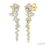 1 Ctw Mixed Shape Diamond Scatter Fashion Long Earrings in 14K Yellow Gold