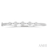 1 1/10 Ctw Lovebright Circular Mounts Baguette & Round Cut Diamond Bangle in 14K White Gold