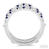 1.55 MM Sapphire and 1/3 Ctw Round Cut Diamond & Baguette Precious Insert Ring in 14K White Gold