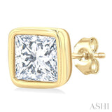 1/5 Ctw Petite Bezel Set Princess Cut Diamond Fashion Stud Earrings in 10K Yellow Gold