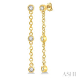 1/6 Ctw Circular Shape 3-Station Round Cut Diamond Drop Earrings in 10K Yellow Gold