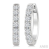2 Ctw Round Cut Diamond Hoop Earrings in 14K White gold