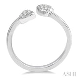 1/10 Ctw Heart Accent Open-Ended Round Cut Diamond Ladies Ring in 10K White Gold
