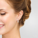 2 Ctw Circular Link Lovebright In-Out Round Cut Diamond Hoop Earrings in 14K White Gold