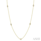 1/3 Ctw Round Cut Diamond Station Necklace in 14K Yellow Gold