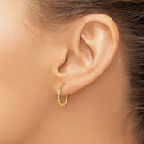 14k 1.00x15mm Polished Diamond-cut Tube Hoop Earrings