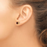 14k 5mm Heart Garnet Post Earrings