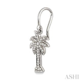 1/4 Ctw Palm Tree Round Cut Diamond Earrings in 14K White Gold