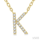1/20 Ctw Initial 'K' Round Cut Diamond Pendant With Chain in 10K Yellow Gold