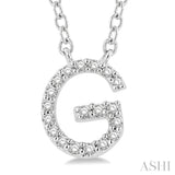 1/20 Ctw Initial 'G' Round Cut Diamond Pendant With Chain in 10K White Gold
