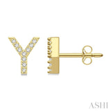 1/10 Ctw Initial 'Y' Single Cut Diamond Earrings in 10K Yellow Gold