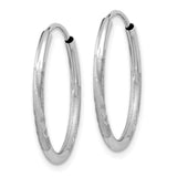 14k White Gold 1.5x16mm Satin Diamond-cut Endless Tube Hoop Earrings