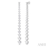 3 Ctw Round Cut Diamond Riviera Drop Earrings in 14K White Gold
