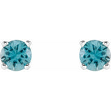 Sterling Silver 4 mm Natural Zircon Earrings