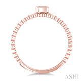 1/6 Ctw Bead Bijoux East-West Bezel Set Emerald Cut Diamond Stackable Petite Fashion Ring in 14K Rose Gold