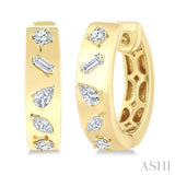 1/3 Ctw Mixed Cut Diamond Fashion Hoop Earrings in 14K Yellow Gold