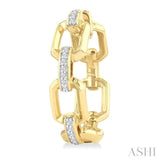 1/10 Ctw Bold Open Window Octagonal Shaped Round Cut Diamond Fashion Hoop Earrings in 10K Yellow Gold