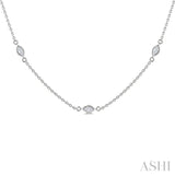 1/2 Ctw Marquise Cut Diamond Station Necklace in 14K White Gold
