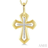 1/20 Ctw Roman Cross Round Cut Diamond Fashion Pendant With Chain in Yellow Gold Vermeil