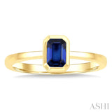 6X4 MM Octagon Shape Sapphire Precious Solitaire Ring in 14K Yellow Gold