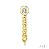 1/3 Ctw Bezel Set Oval Cut Diamond Curb Link Chain Dangler Fashion Earrings in 14K Yellow Gold