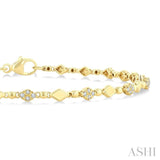 1/4 Ctw Kite Mount & Bead Link Round Cut Bead Bijoux Diamond Fashion Bracelet in 10K Yellow Gold