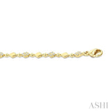 1/4 Ctw Kite Mount & Bead Link Round Cut Bead Bijoux Diamond Fashion Bracelet in 10K Yellow Gold