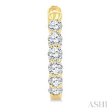 2 Ctw Inside & Out Round Cut Diamond Fashion Hoop Earrings in 14K Yellow Gold