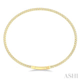 1 Ctw Round Cut Diamond Full way Straight Flex Bangle in 14K Yellow Gold