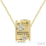 1/6 Ctw Clover Motif Round Cut Diamond Bead Bijoux Rondelle Fashion Pendant With Chain in 14K Yellow Gold